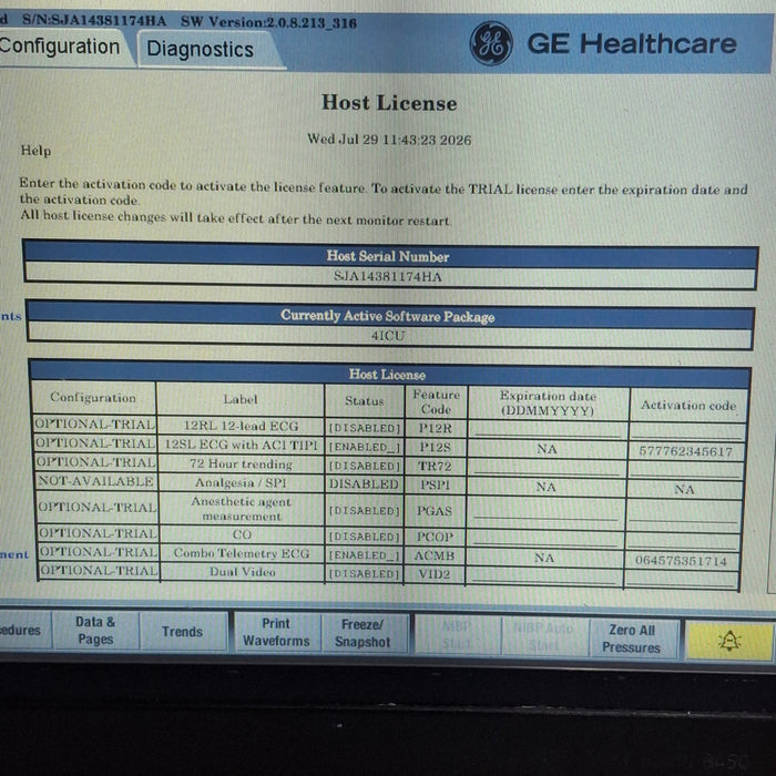 GE Healthcare Carescape B450 Critical Care Patient Monitor