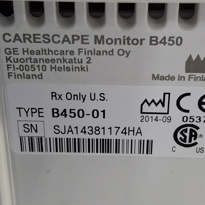 GE Healthcare Carescape B450 Critical Care Patient Monitor