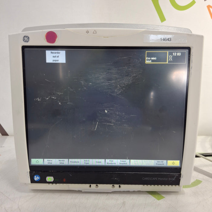 GE Healthcare Carescape B450 Critical Care Patient Monitor