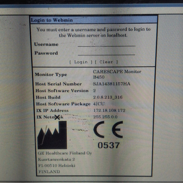 GE Healthcare Carescape B450 Critical Care Patient Monitor