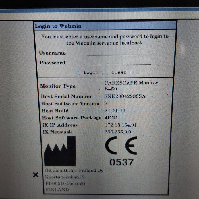 GE Healthcare Carescape B450 Critical Care Patient Monitor