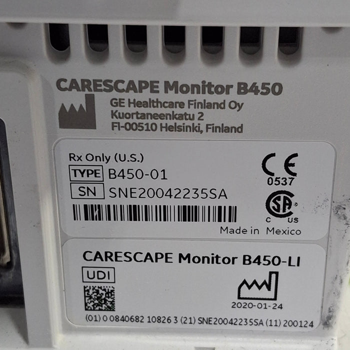 GE Healthcare Carescape B450 Critical Care Patient Monitor