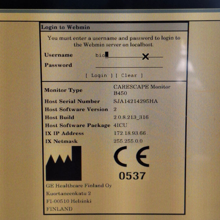 GE Healthcare Carescape B450 Critical Care Patient Monitor