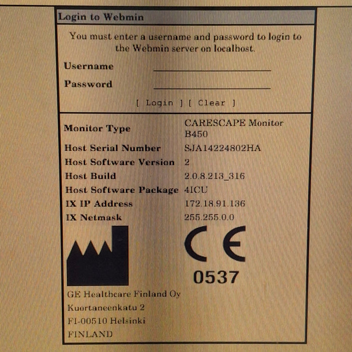 GE Healthcare Carescape B450 Critical Care Patient Monitor