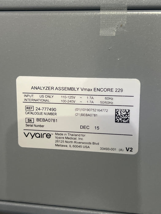 Viasys Healthcare Vmax Encore 229 Pumonary Analyzer