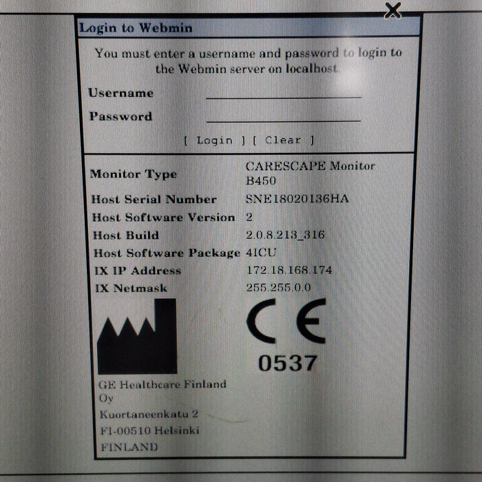 GE Healthcare Carescape B450 Critical Care Patient Monitor