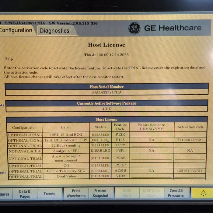 GE Healthcare Carescape B450 Critical Care Patient Monitor