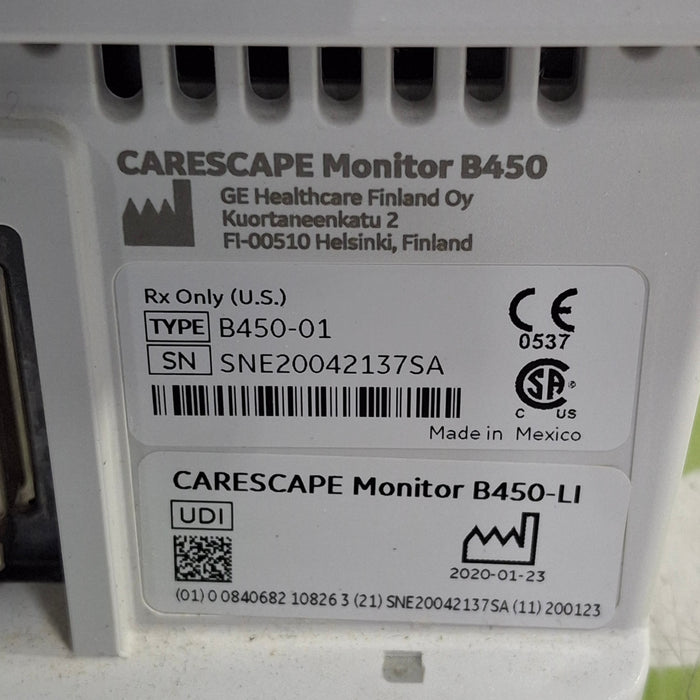 GE Healthcare Carescape B450 Critical Care Patient Monitor