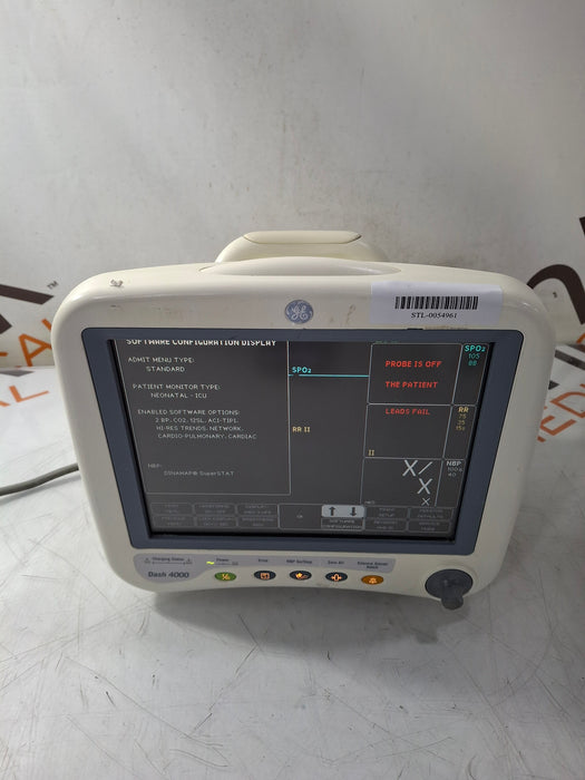 GE Healthcare Dash 4000 - Masimo SpO2 Patient Monitor