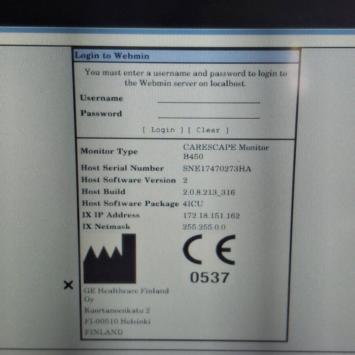 GE Healthcare Carescape B450 Critical Care Patient Monitor