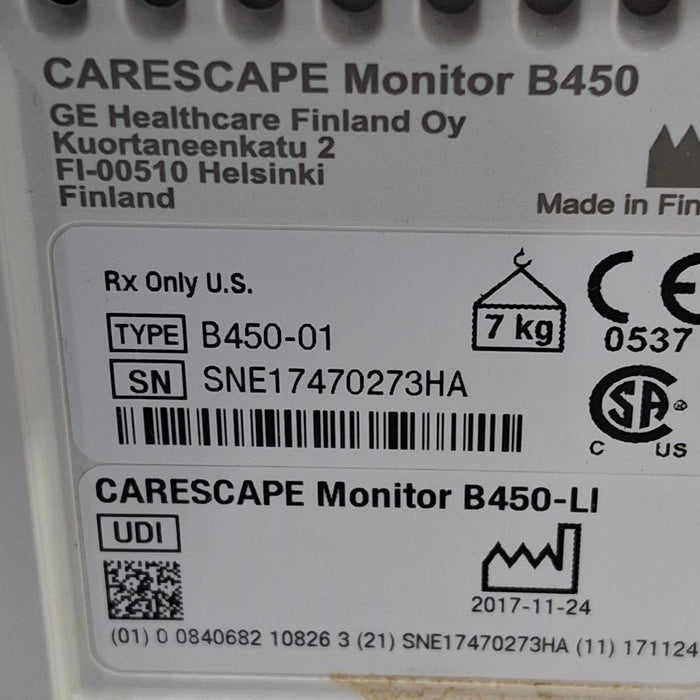 GE Healthcare Carescape B450 Critical Care Patient Monitor
