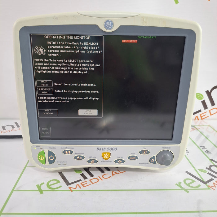 GE Healthcare Dash 5000 - Masimo SpO2 Patient Monitor