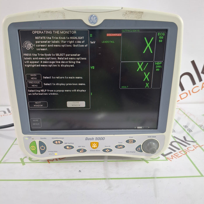 GE Healthcare Dash 5000 - Masimo SpO2 Patient Monitor