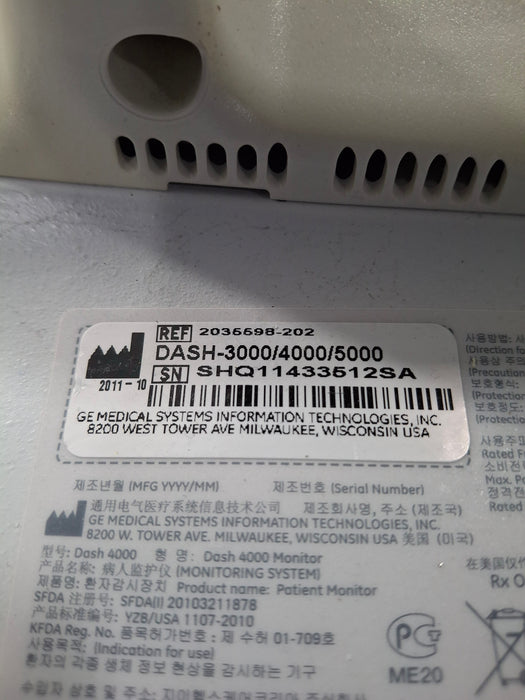 GE Healthcare Dash 4000 - Masimo SpO2 Patient Monitor