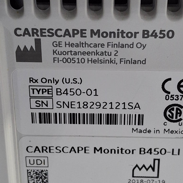 GE Healthcare Carescape B450 Critical Care Patient Monitor