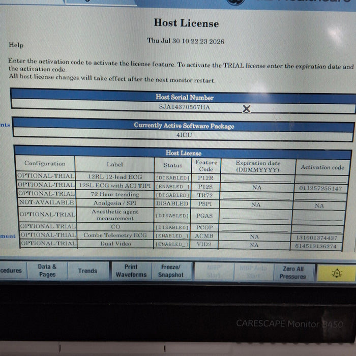 GE Healthcare Carescape B450 Critical Care Patient Monitor