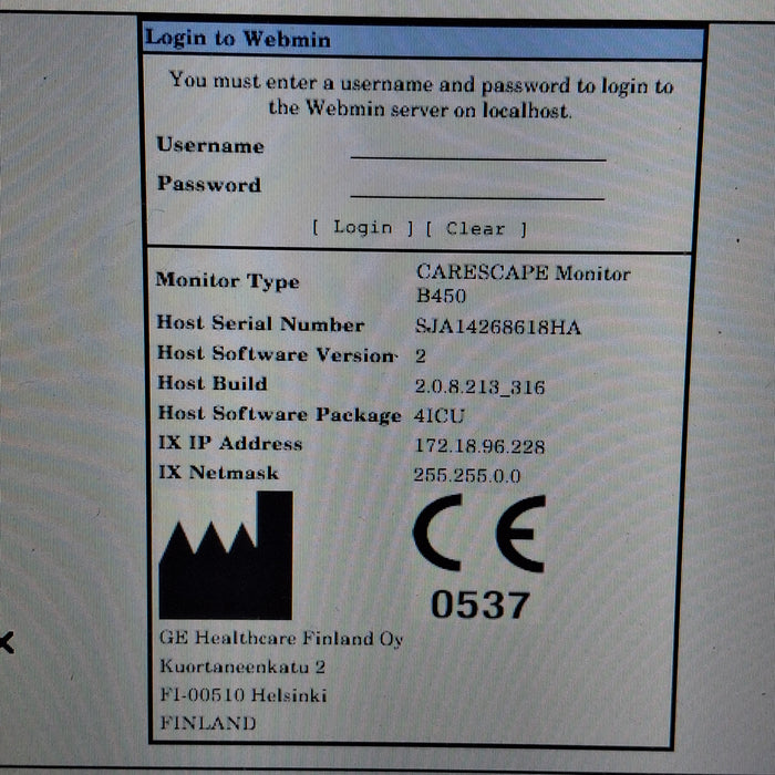 GE Healthcare Carescape B450 Critical Care Patient Monitor