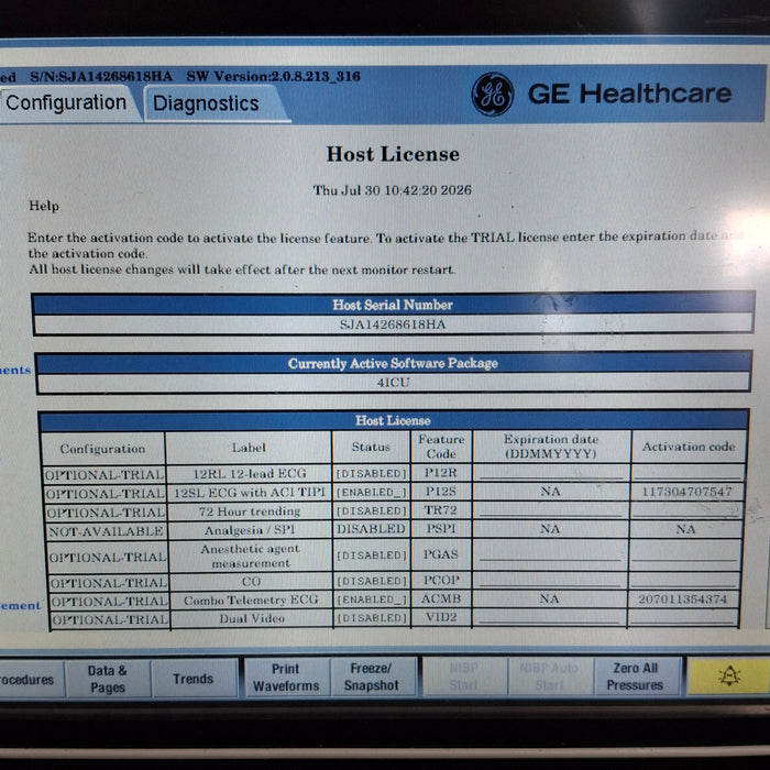 GE Healthcare Carescape B450 Critical Care Patient Monitor