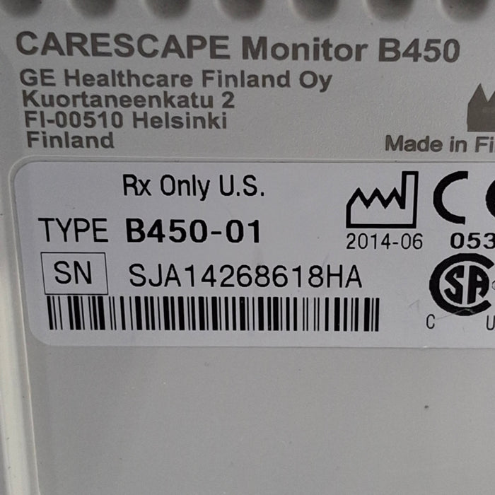 GE Healthcare Carescape B450 Critical Care Patient Monitor