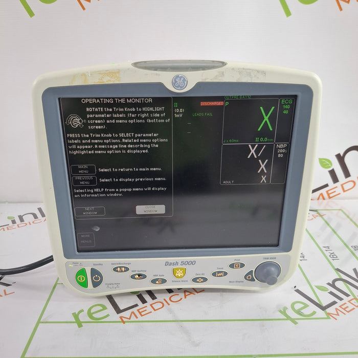 GE Healthcare Dash 5000 - GE/Nellcor SpO2 Patient Monitor