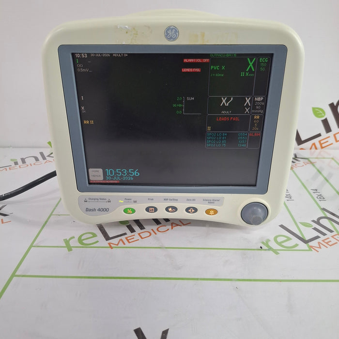 GE Healthcare Dash 4000 - GE/Nellcor SpO2 Patient Monitor