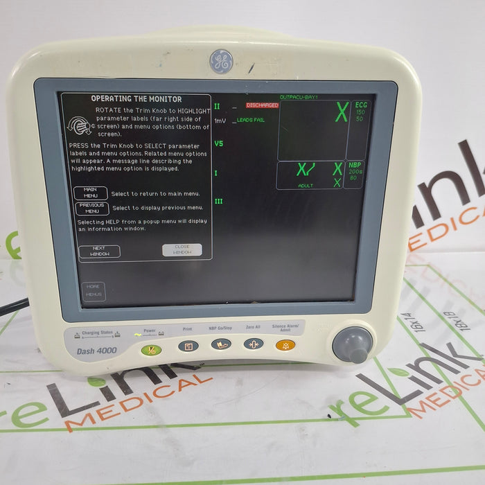 GE Healthcare Dash 4000 - GE/Nellcor SpO2 Patient Monitor