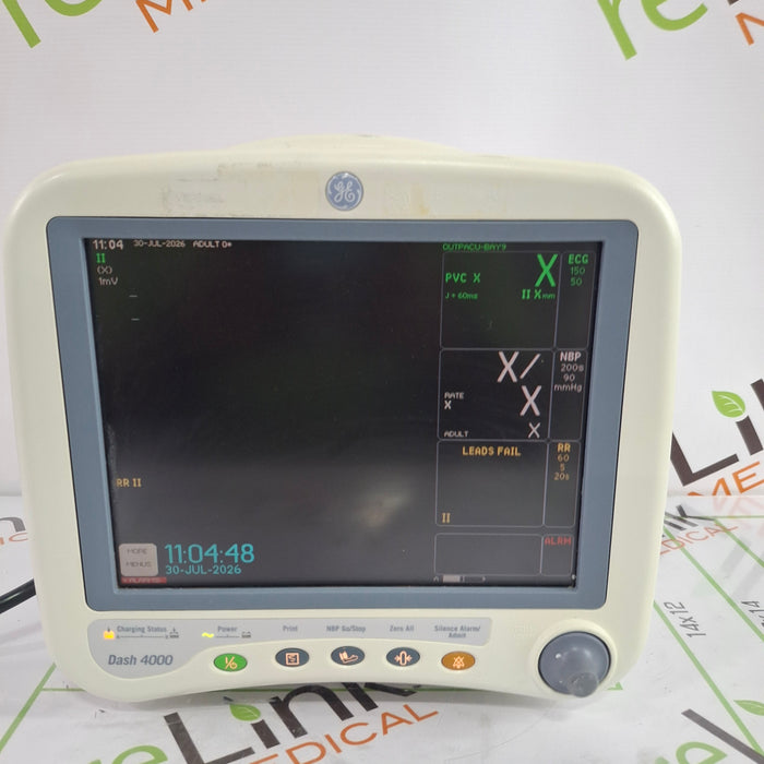 GE Healthcare Dash 4000 - GE/Nellcor SpO2 Patient Monitor
