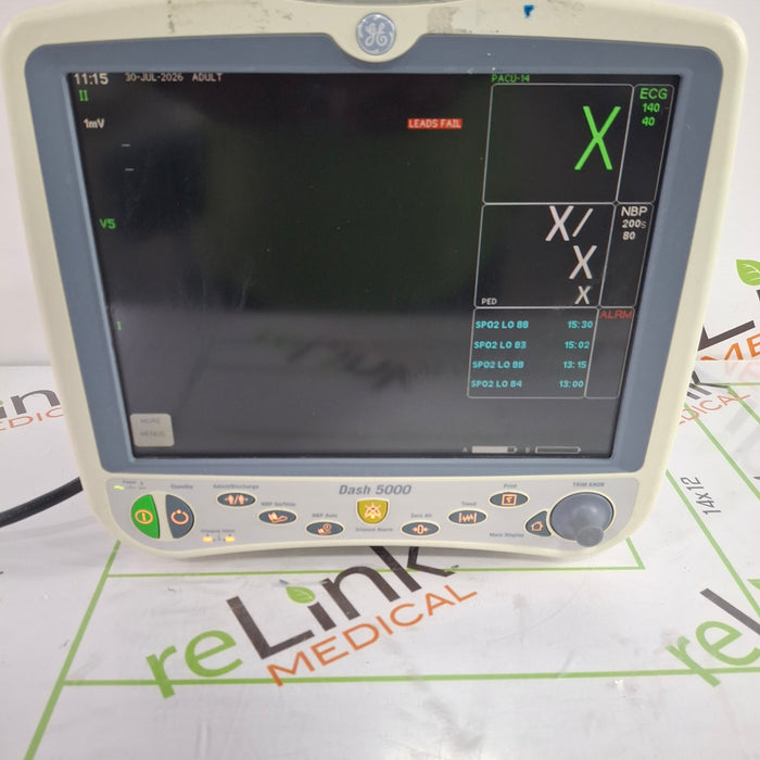 GE Healthcare Dash 5000 - GE/Nellcor SpO2 Patient Monitor