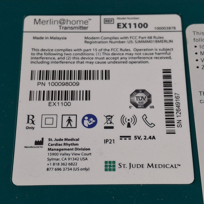 St. Jude Medical, Inc. EX1100 Merlin@home Transmitter