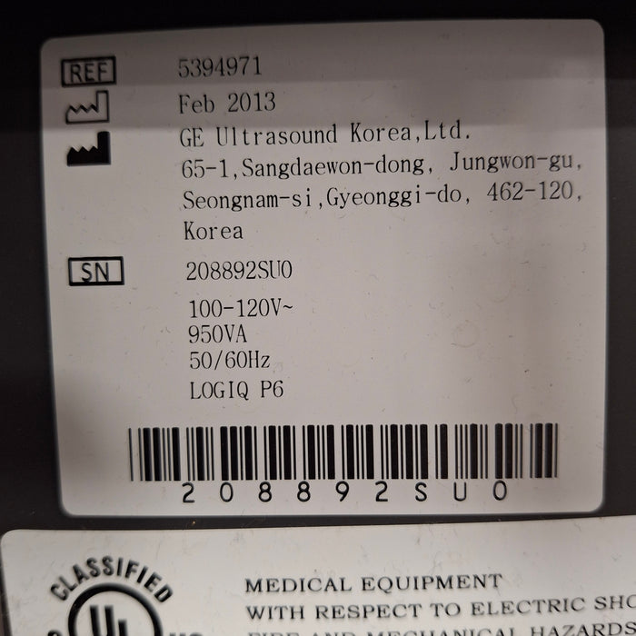 GE Healthcare Logiq P6 Ultrasound