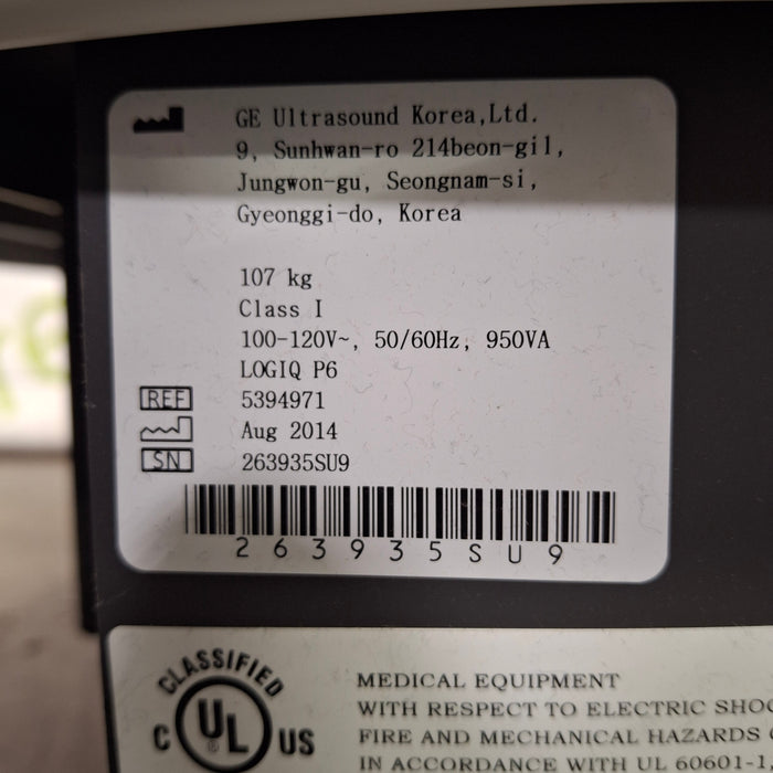 GE Healthcare Logiq P6 Ultrasound