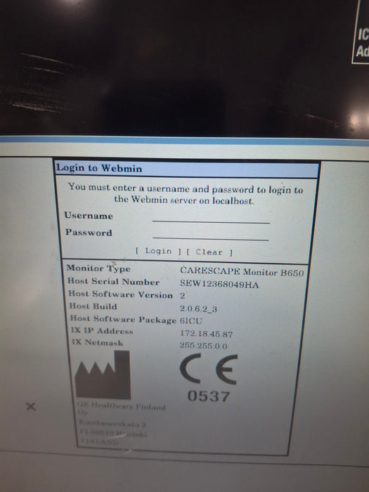 GE Healthcare Carescape B650 Critical Care Patient Monitor