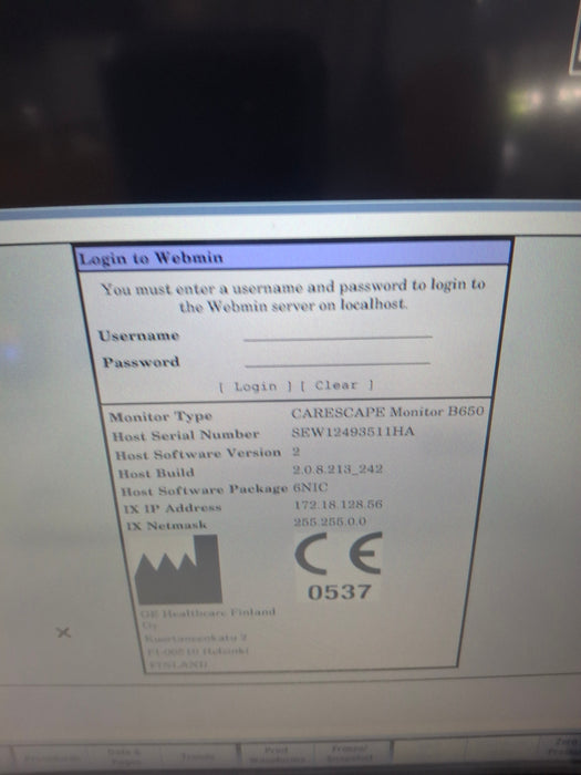 GE Healthcare Carescape B650 Neonatal Care Patient Monitor