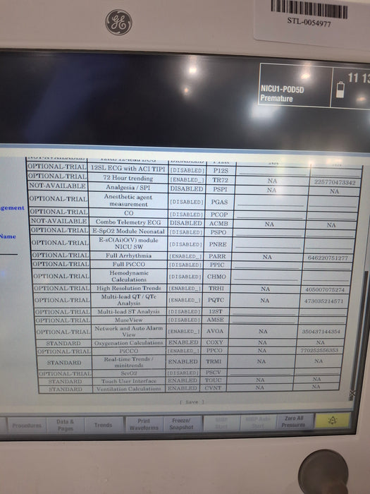GE Healthcare Carescape B650 Neonatal Care Patient Monitor
