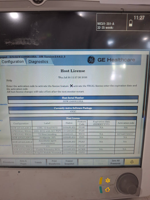 GE Healthcare Carescape B650 Neonatal Care Patient Monitor