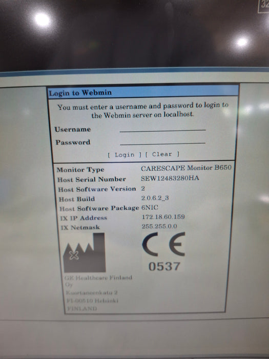 GE Healthcare Carescape B650 Neonatal Care Patient Monitor