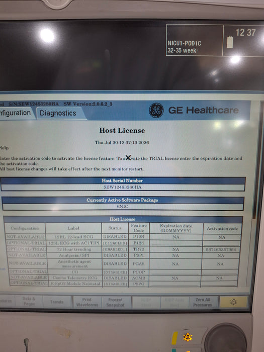 GE Healthcare Carescape B650 Neonatal Care Patient Monitor