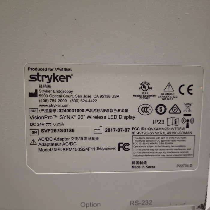 Stryker VisionPro SYNK 26 Wireless LED Display