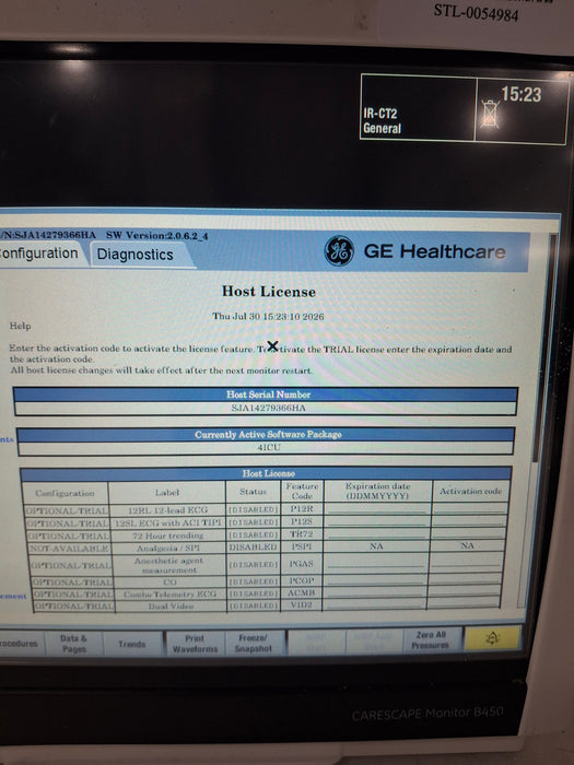 GE Healthcare Carescape B450 Critical Care Patient Monitor