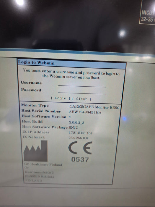 GE Healthcare Carescape B650 Neonatal Care Patient Monitor