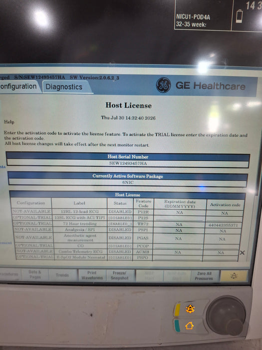 GE Healthcare Carescape B650 Neonatal Care Patient Monitor