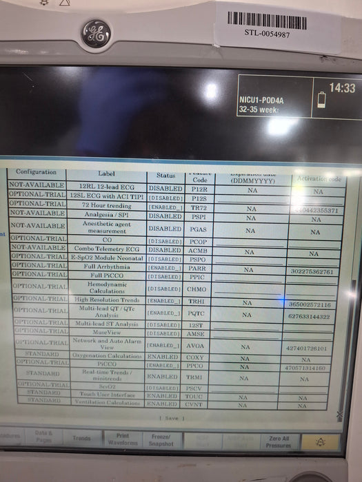 GE Healthcare Carescape B650 Neonatal Care Patient Monitor