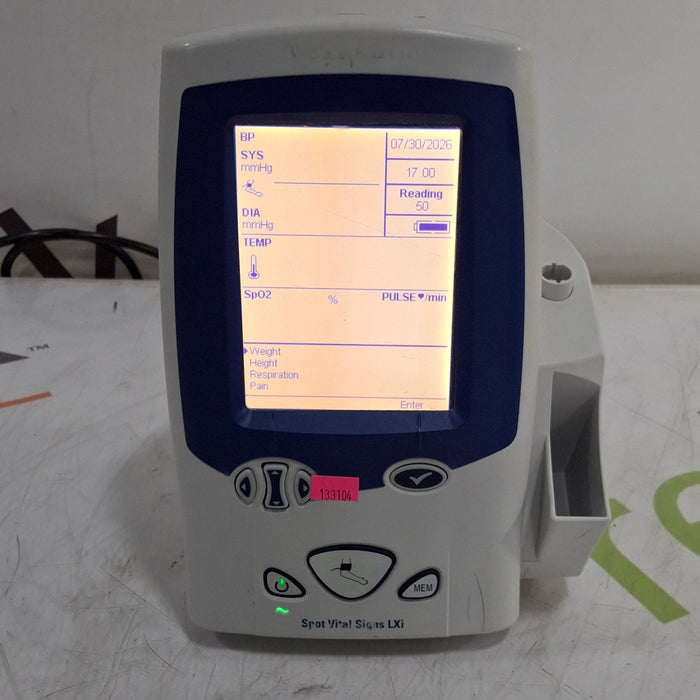Welch Allyn Spot LXi - NIBP, SureTemp Plus, Nellcor SpO2 Vital Signs Monitor