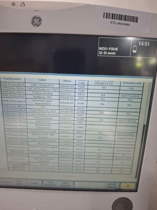 GE Healthcare Carescape B650 Neonatal Care Patient Monitor