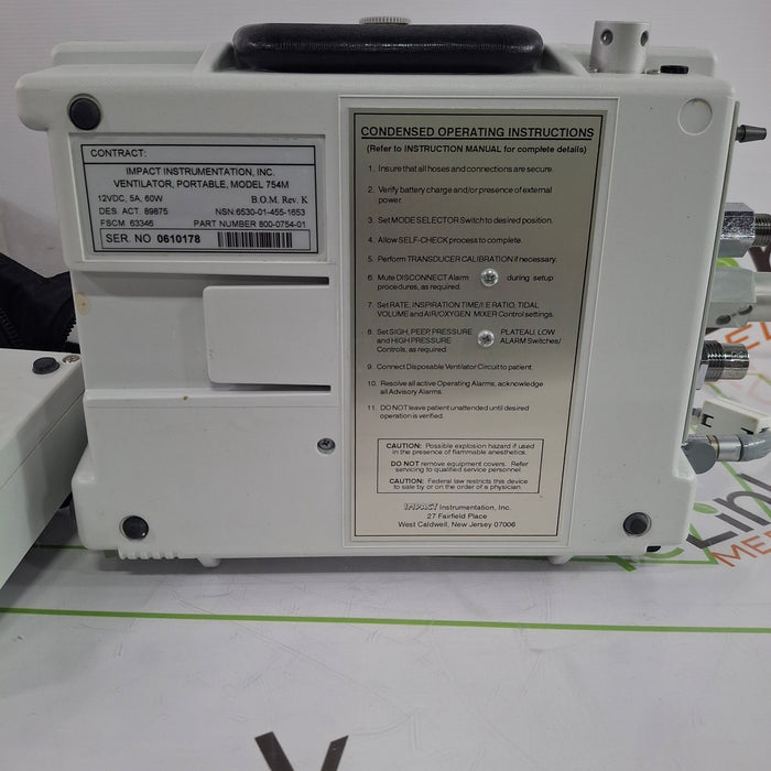 Impact Instrumentation Inc. Uni-Vent 754 Portable Ventilator
