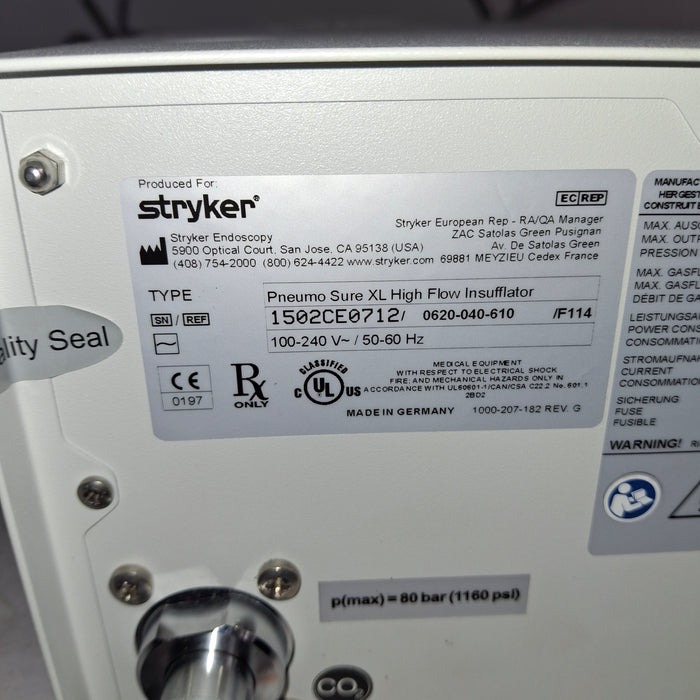 Stryker 620-040-610 Pneumo Sure XL High Flow Insufflator