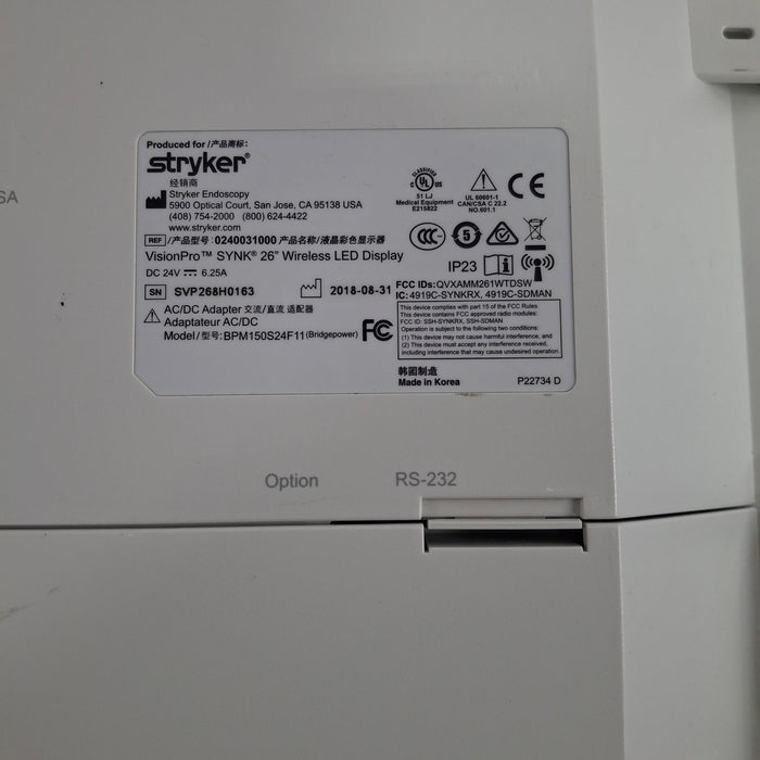 Stryker VisionPro SYNK 26 Wireless LED Display