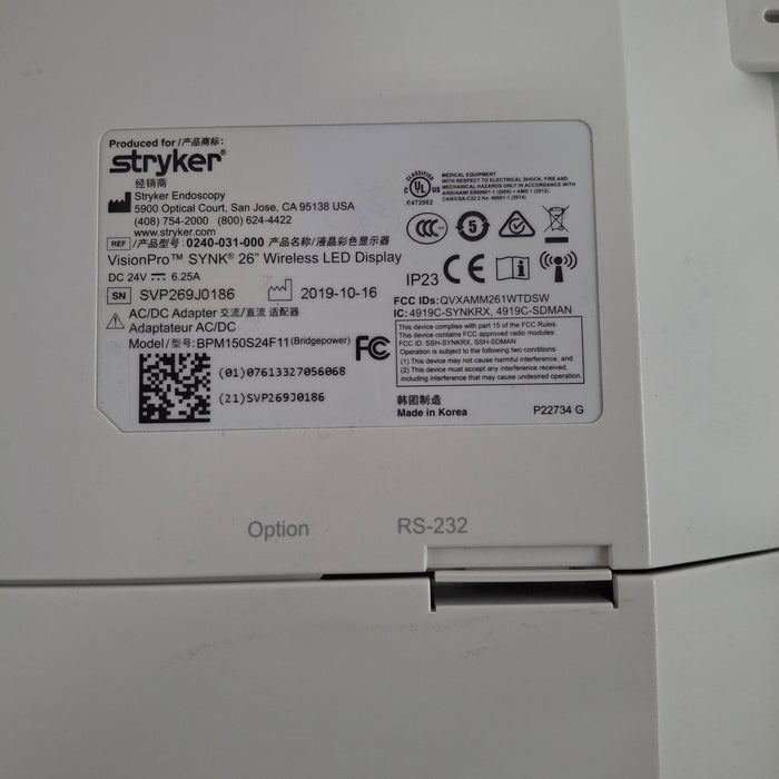 Stryker VisionPro SYNK 26 Wireless LED Display