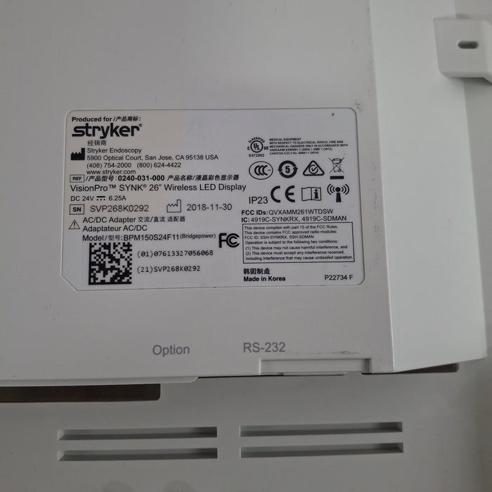 Stryker VisionPro SYNK 26 Wireless LED Display