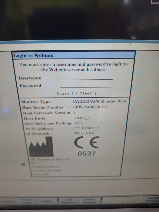 GE Healthcare Carescape B650 Neonatal Care Patient Monitor